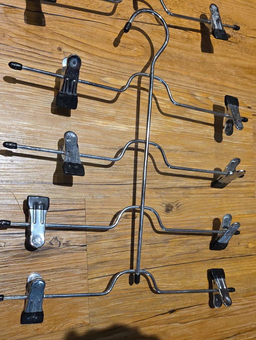 Chrome Multi-Tier Skirt & Pant Hanger with Black Clips - Unbranded Set Of 2